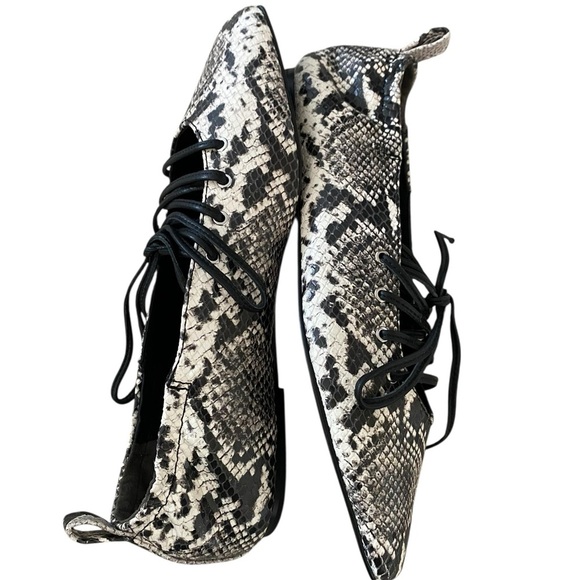 Rag & Bone Black and White Snakeskin Flats - Picture 9 of 15